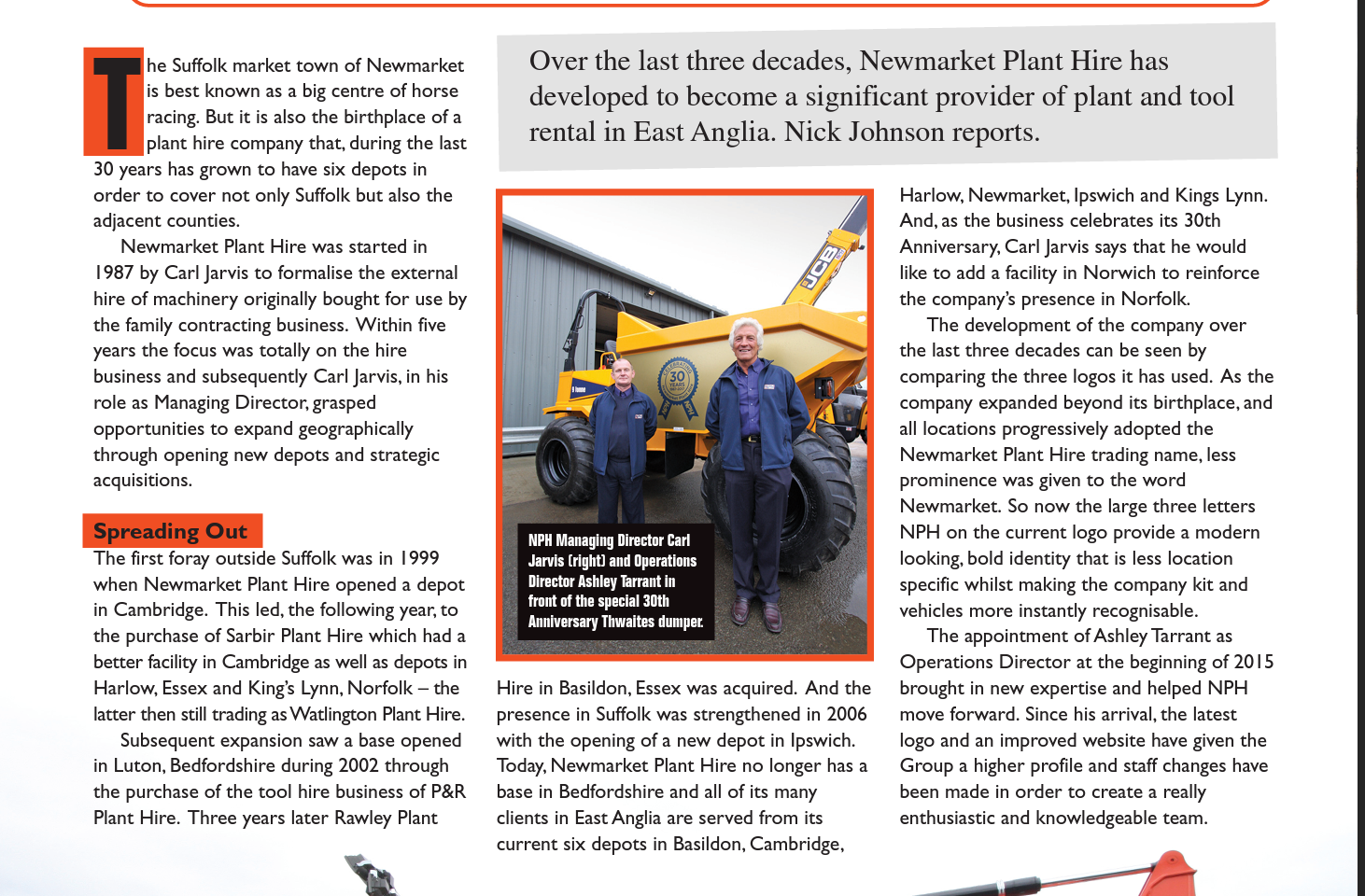 NPH Feature in Construction Plant News Magazine